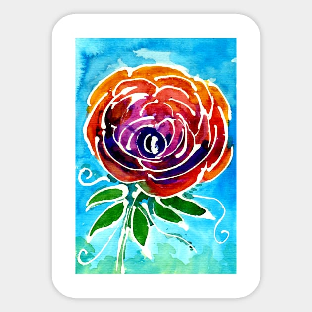 Abstract Watercolor Rose Sticker by ZeichenbloQ